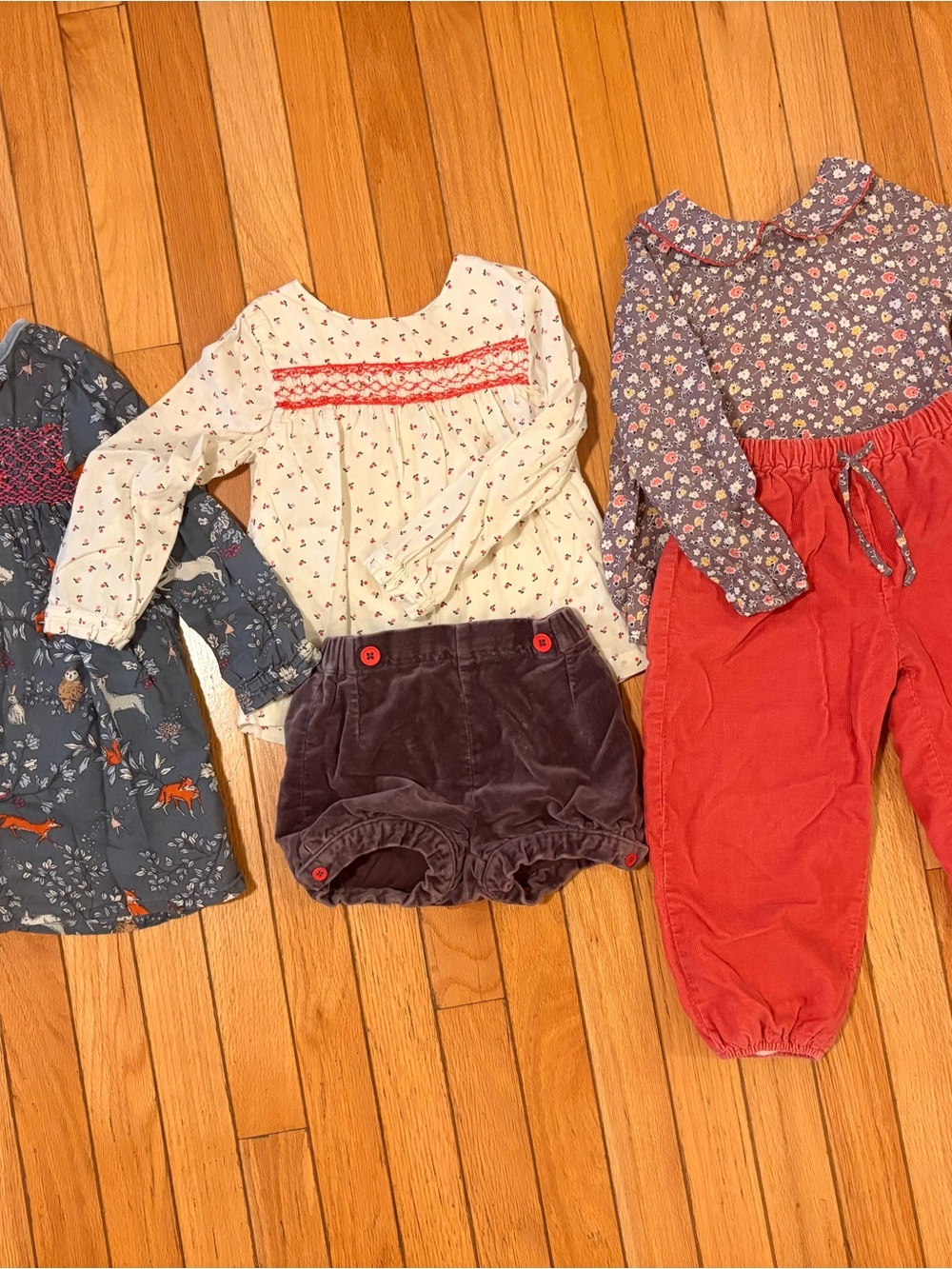 Baby Boden LOT Size 2/3 Autumn Floral Outfits Dress Bloomers Corduroys